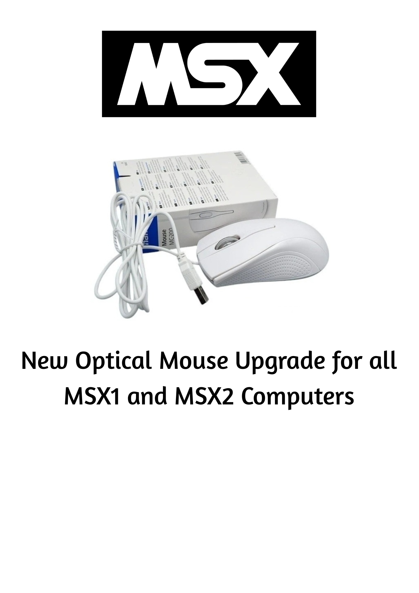 MSX Mouse Replacement – Optical USB Mouse with 9 Pin Adapter